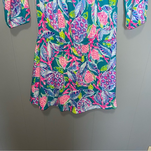 Lilly Pulitzer Off the Shoulder Lana Skort Romper Maldives Green Turtle Wave XXS - Picture 5 of 8